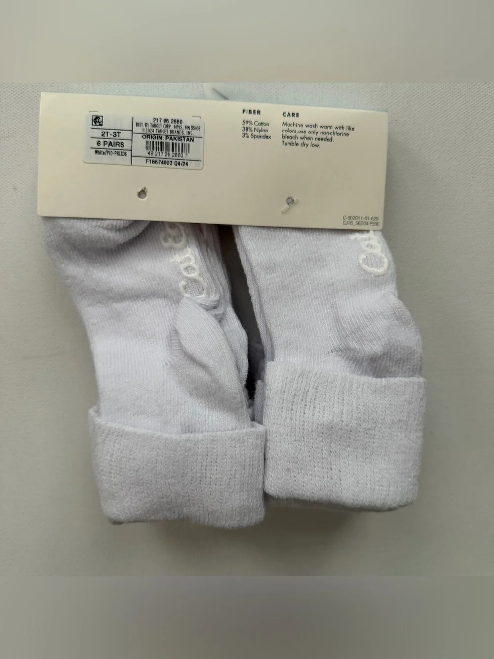 Cat & Jack Toddler 6pk Low Cut Bobby Socks  White 2T-3T: Knit, Turnback Cuf